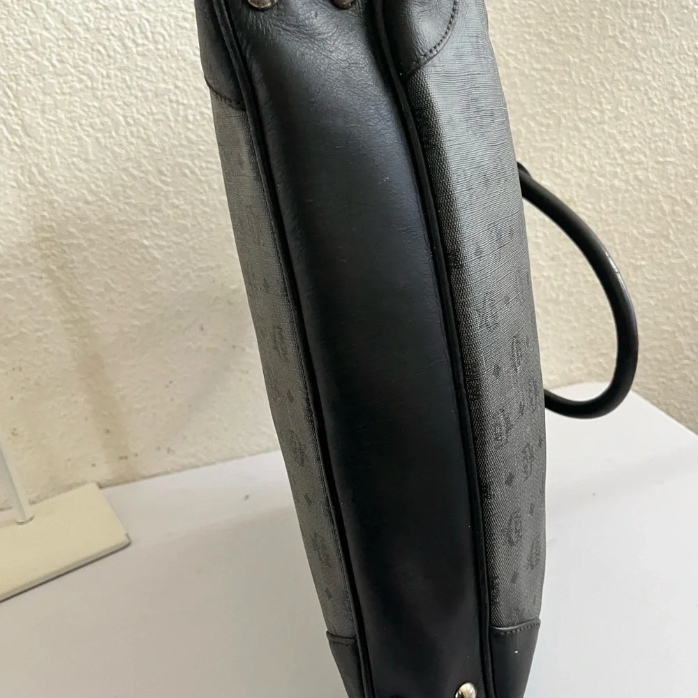 MCM Black and Gray Monogram Briefcase
